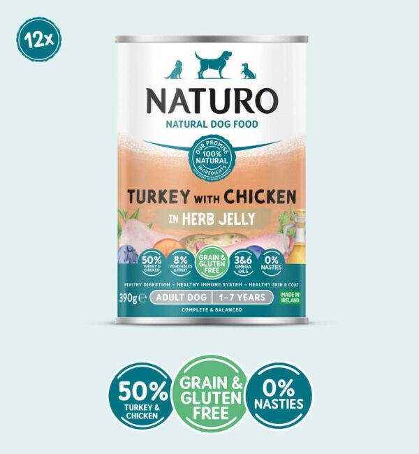 Adult Dog Turkey & Chicken in Herb Jelly | Grain Free | 12x390g